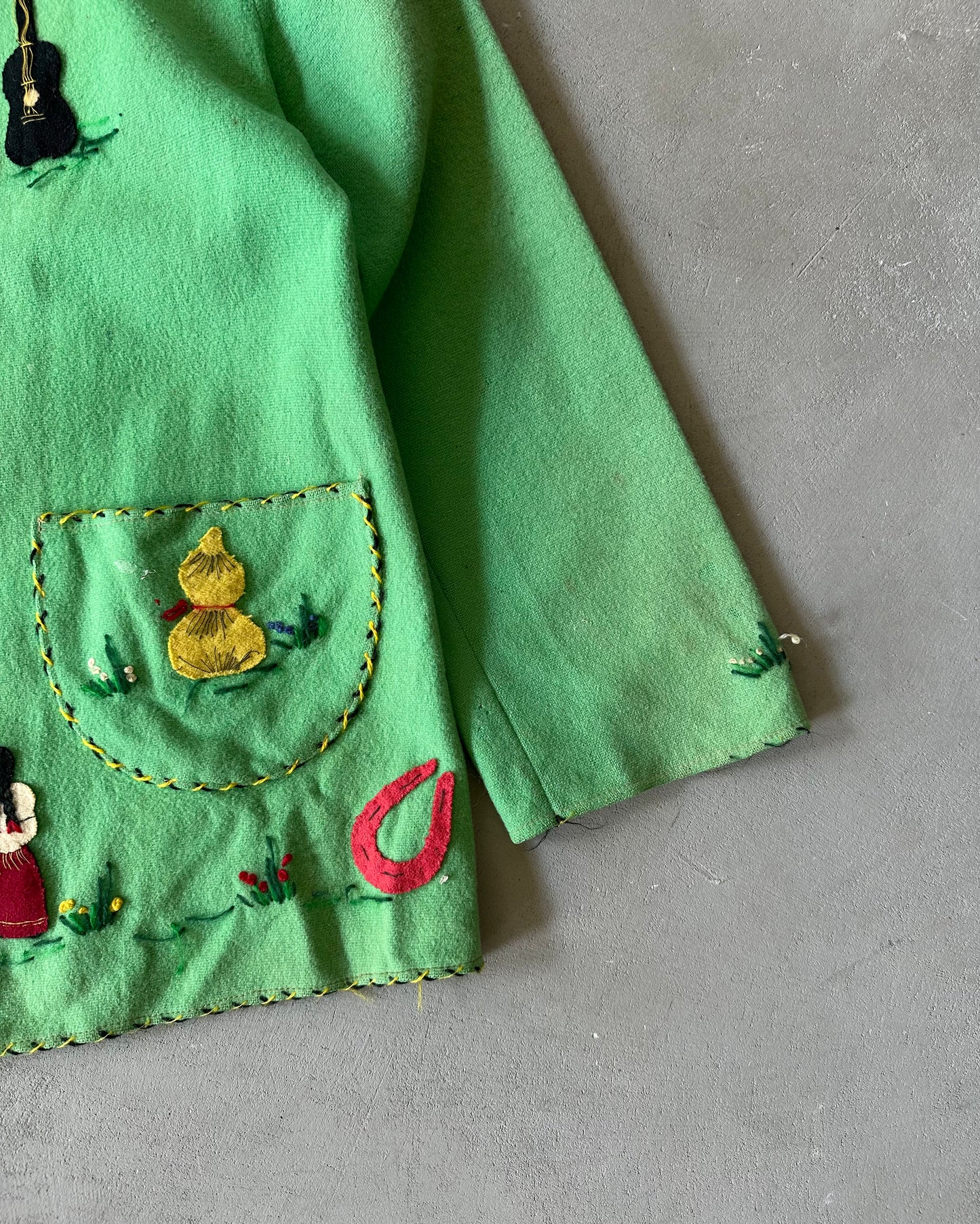 1960s - Distressed Green La Mexicana Wool Overshirt - (W)M