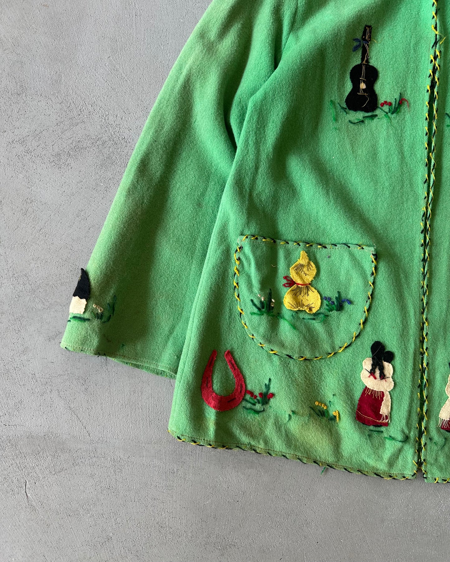 1960s - Distressed Green La Mexicana Wool Overshirt - (W)M