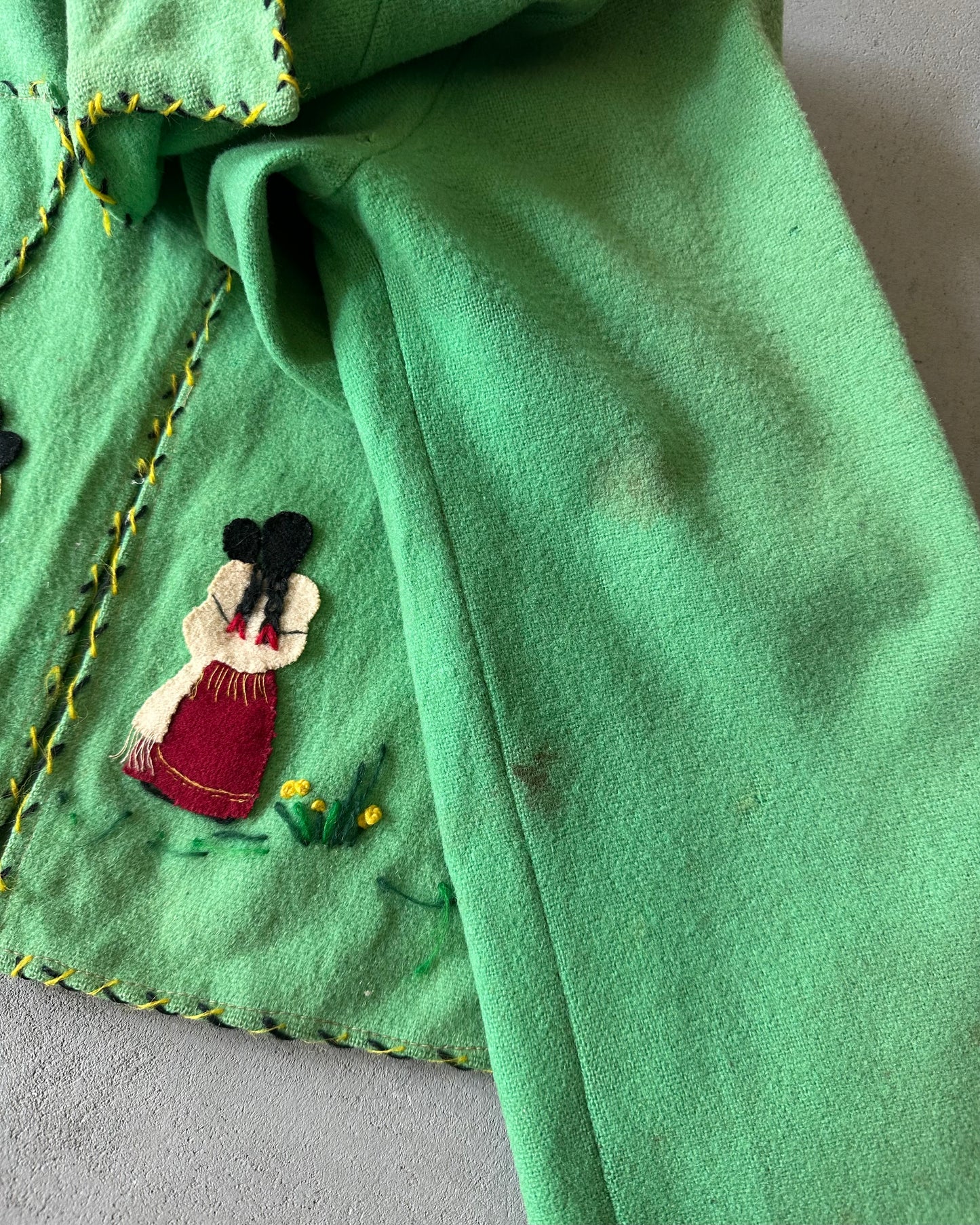 1960s - Distressed Green La Mexicana Wool Overshirt - (W)M