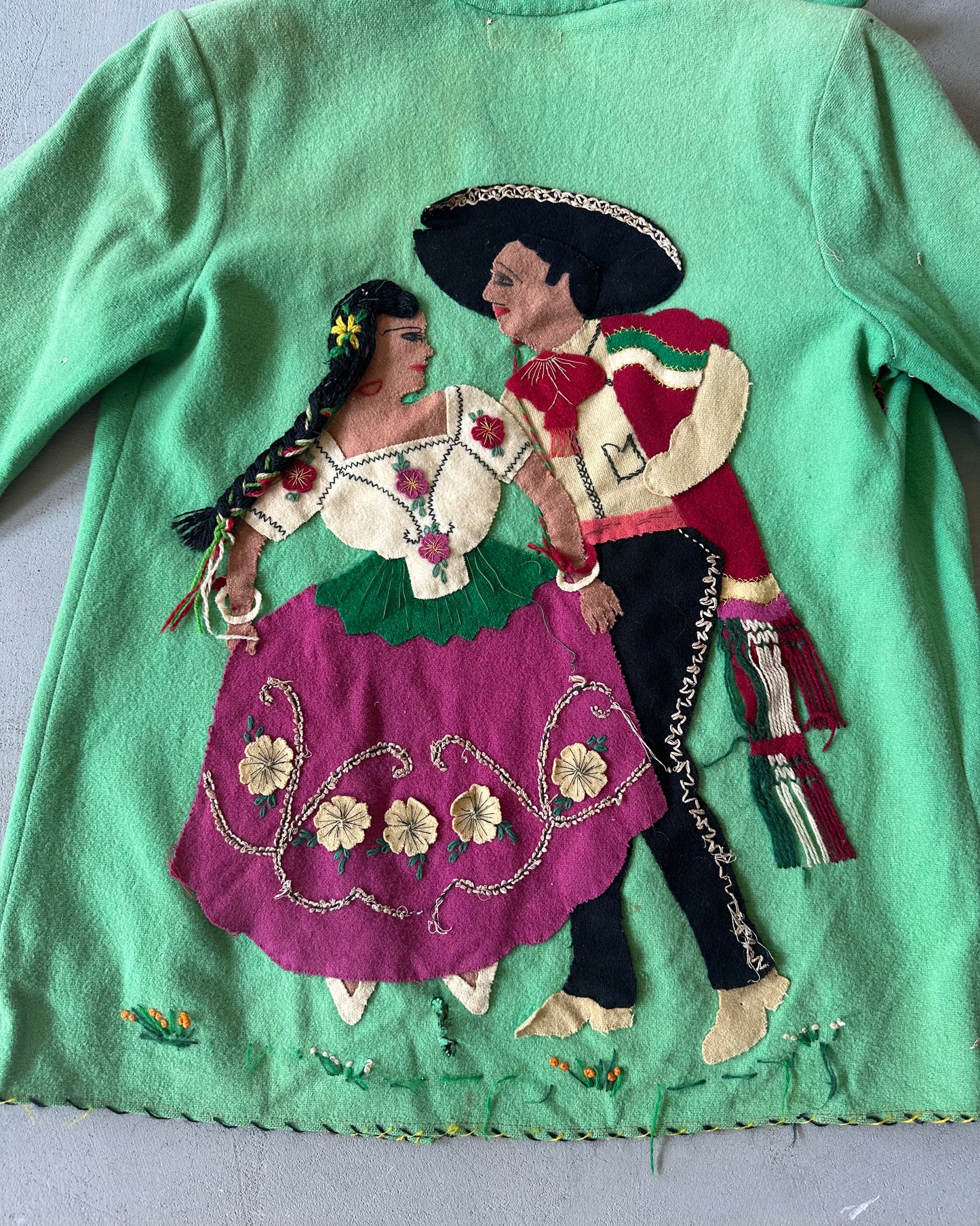 1960s - Distressed Green La Mexicana Wool Overshirt - (W)M