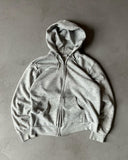 1980s - Ash Grey Thermal Lined Zip Up Hoodie - XS