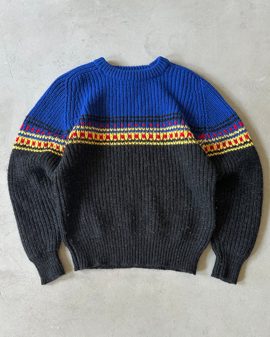 1990s - Blue/Black GAP Ribbed Sweater - L