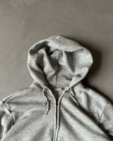 1980s - Ash Grey Thermal Lined Zip Up Hoodie - XS