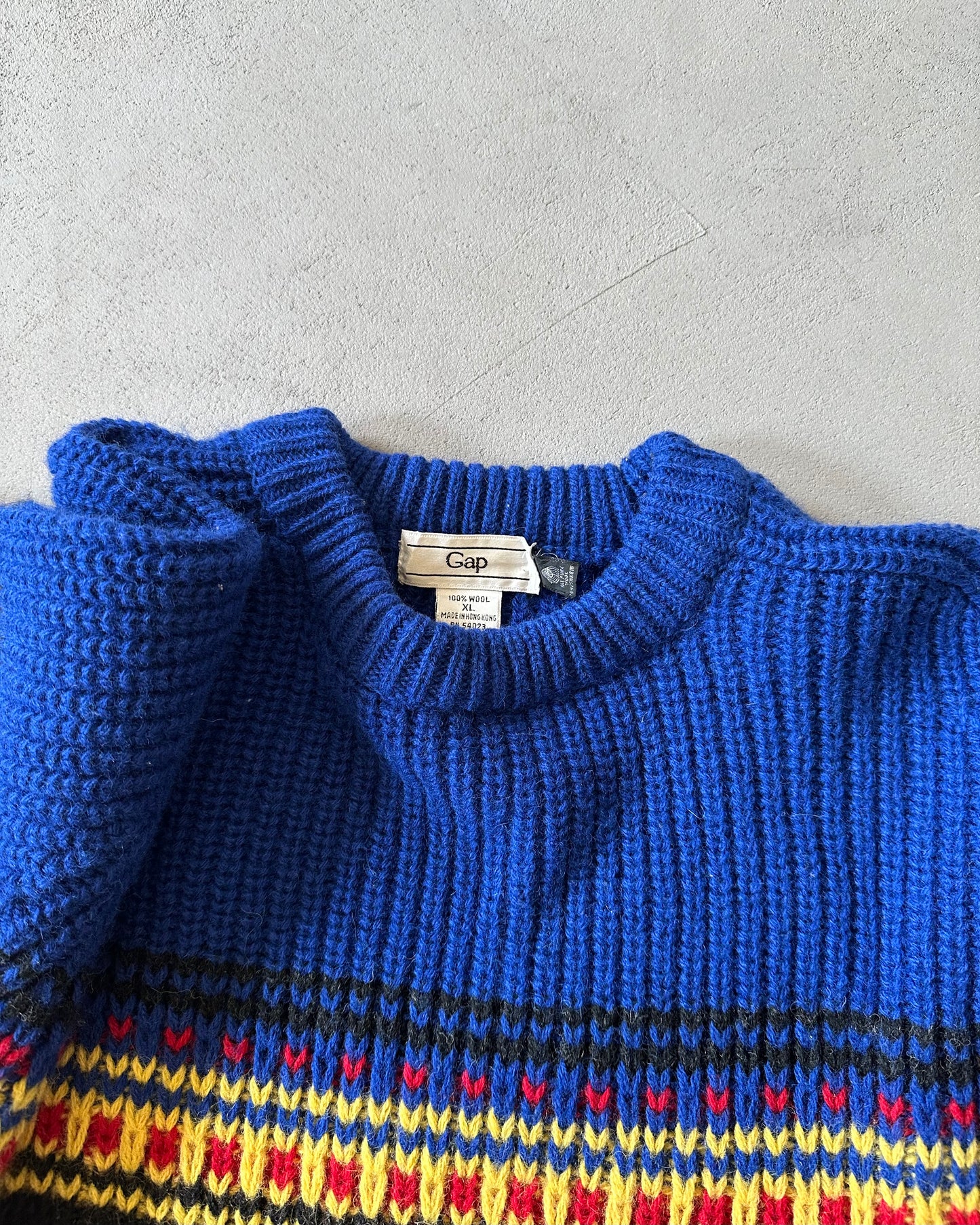 1990s - Blue/Black GAP Ribbed Sweater - L