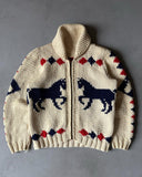 1970s - Cream/Navy "Horses" Cowichan - S