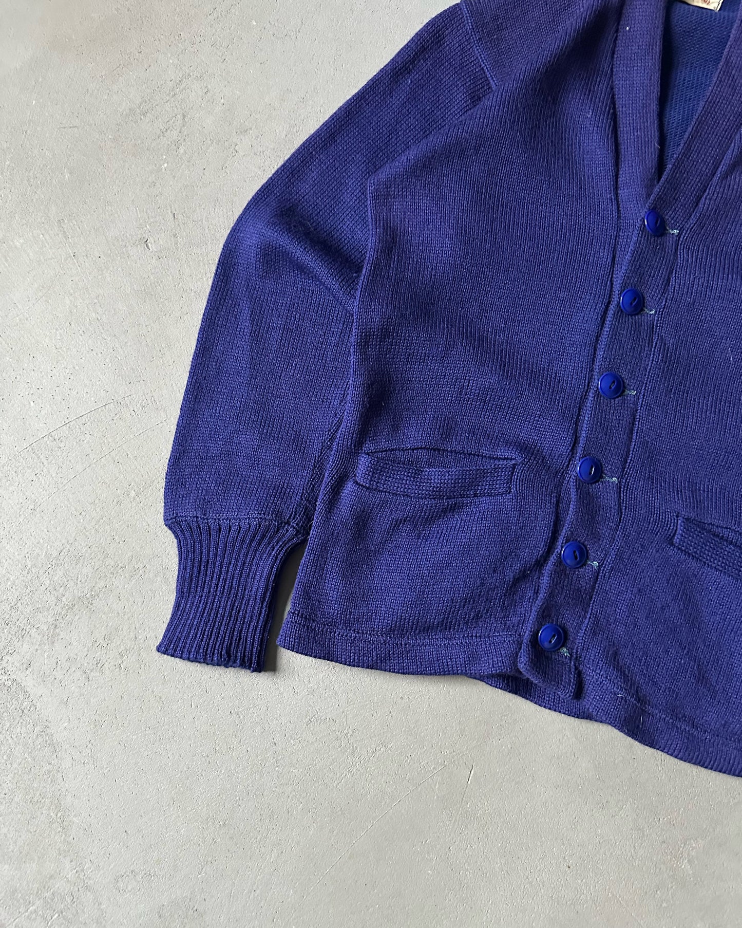 1960s - Faded Blue/Purple Wool Cardigan - XS