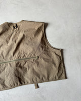 1990s - Khaki Multi Pockets Fishing Vest - XL