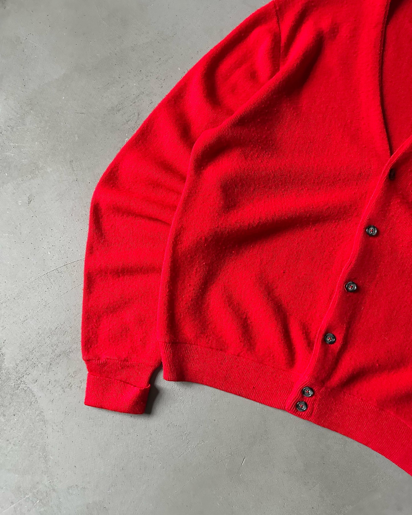 1980s - Red Lacoste Orlon Cardigan - L