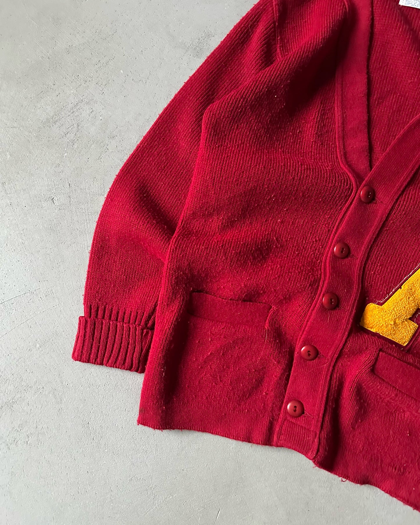 1970s - Burgundy "A" Letterman Cardigan - 36