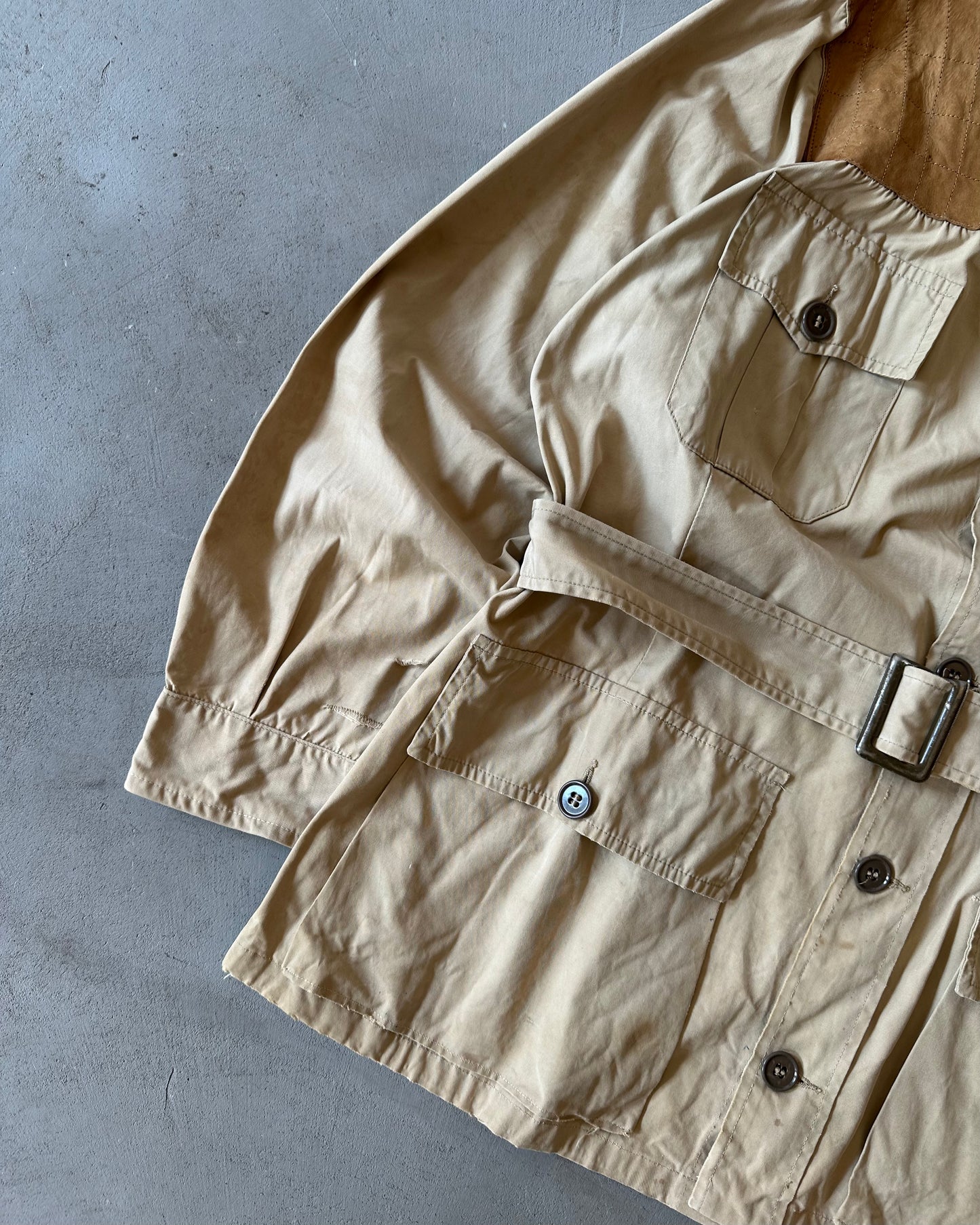 1950s - Beige Busch Coat Poplin Safari Overshirt - L