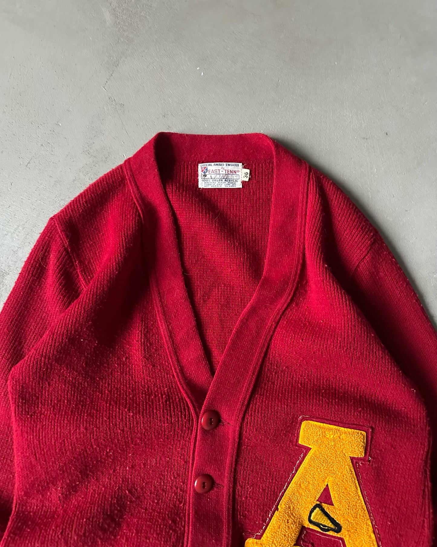 1970s - Burgundy "A" Letterman Cardigan - 36