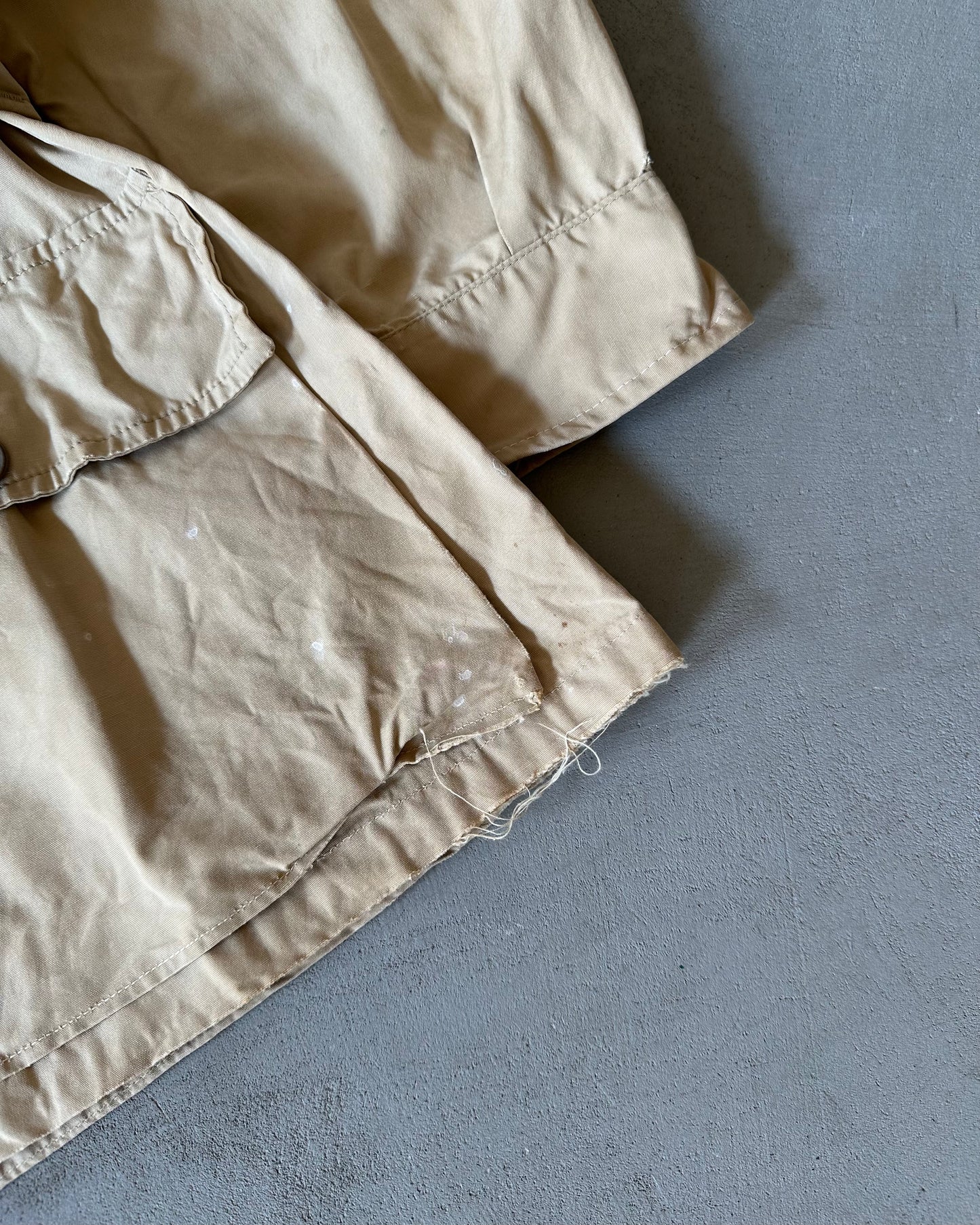 1950s - Beige Busch Coat Poplin Safari Overshirt - L