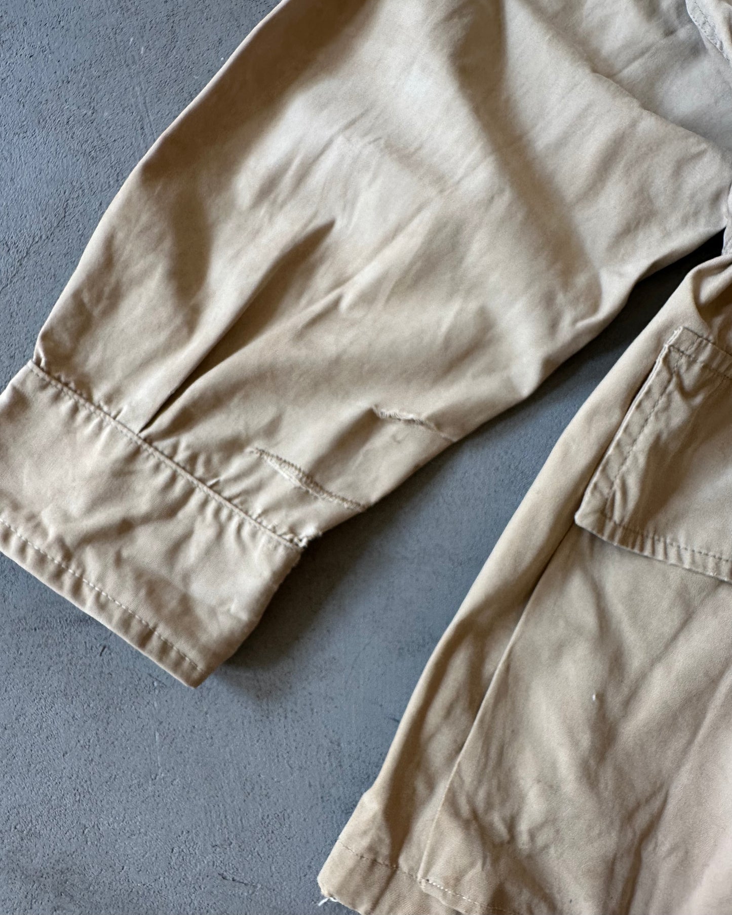 1950s - Beige Busch Coat Poplin Safari Overshirt - L