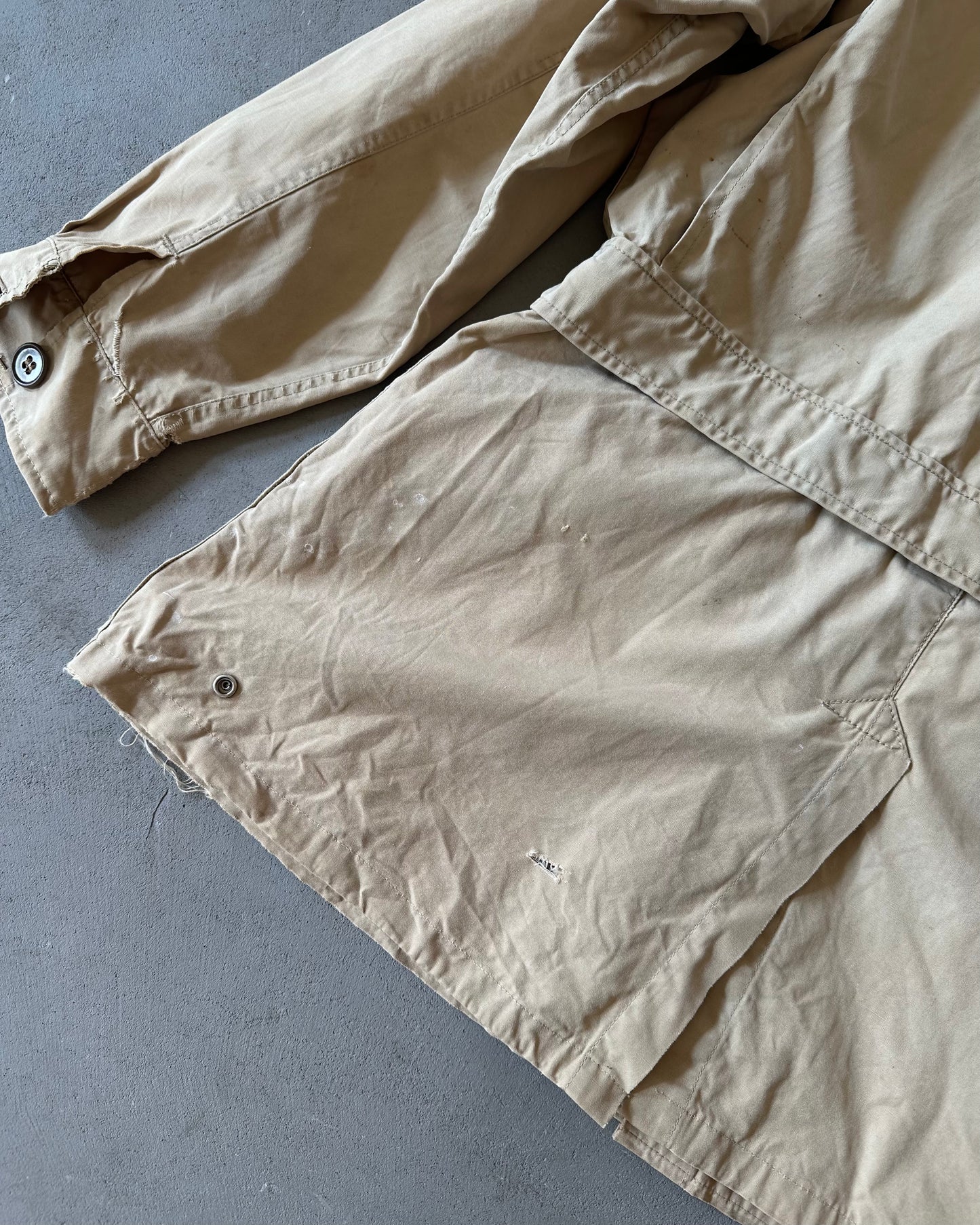 1950s - Beige Busch Coat Poplin Safari Overshirt - L