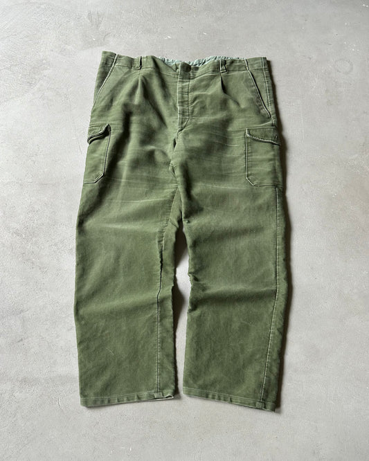 Années 80 - Pantalon cargo vert en moleskine européenne - 42x29