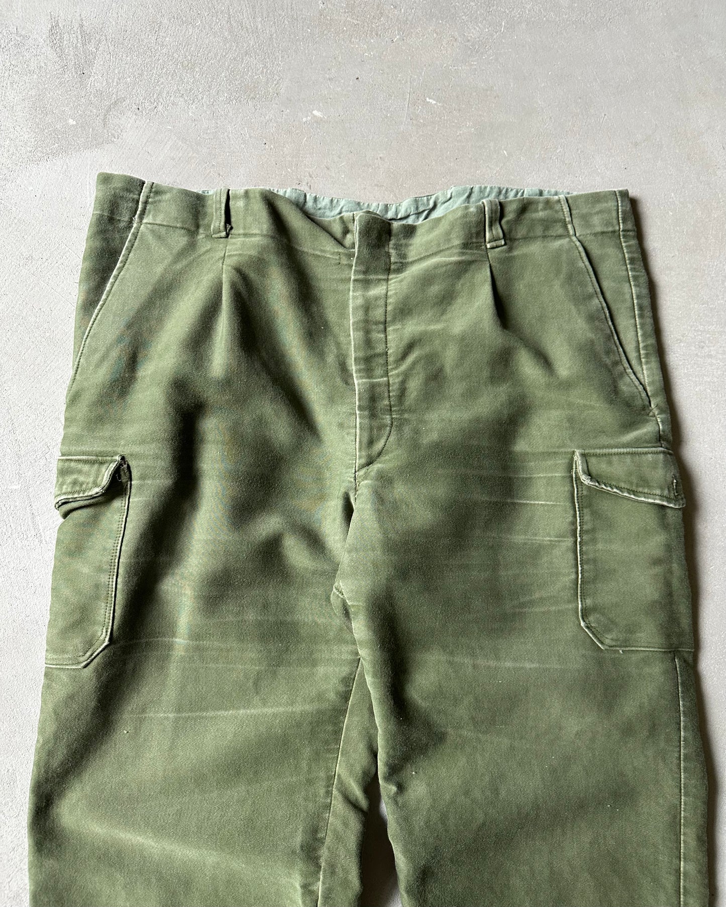 Années 80 - Pantalon cargo vert en moleskine européenne - 42x29