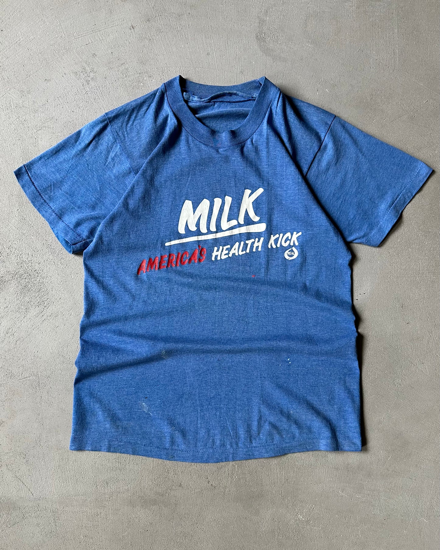 Années 80 - T-shirt bleu LAIT - XS/S