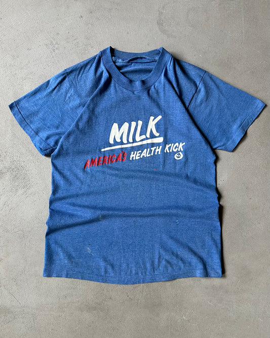 Années 80 - T-shirt bleu LAIT - XS/S