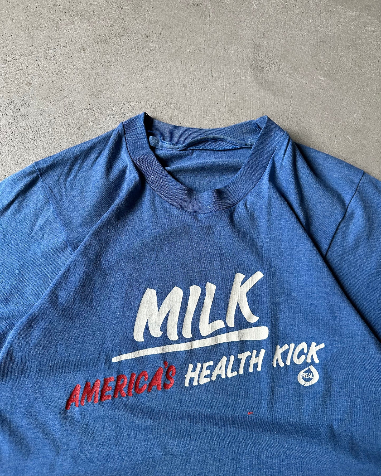 Années 80 - T-shirt bleu LAIT - XS/S