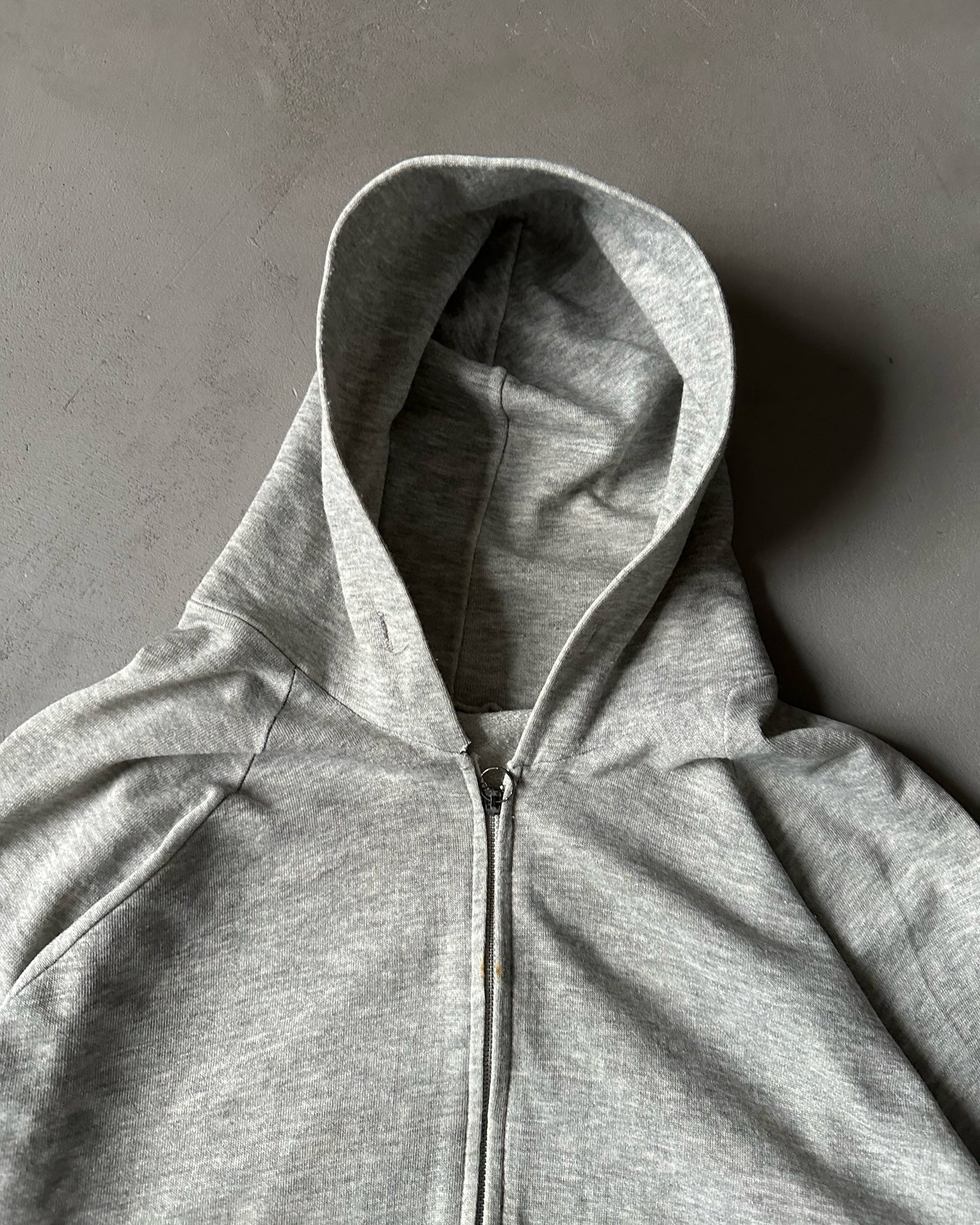 1970s - Distressed Heather Grey Zip Up Hoodie - M/L