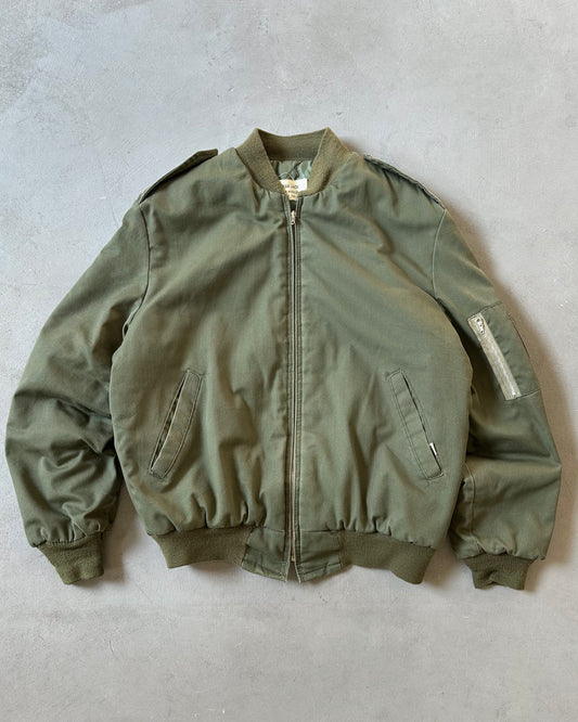 1960s - Green Military Tanker Bomber Jacket - L