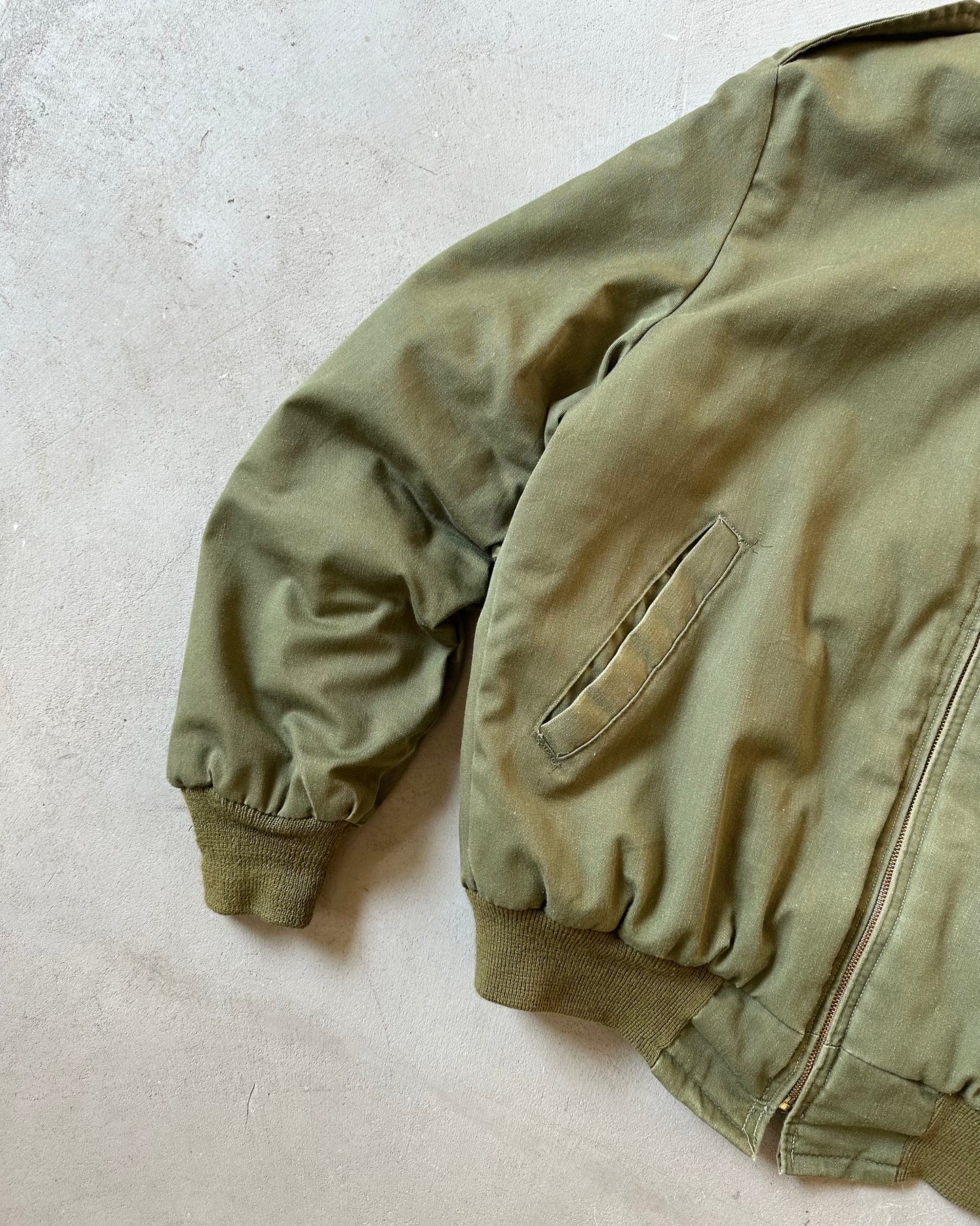 1960s - Green Military Tanker Bomber Jacket - L