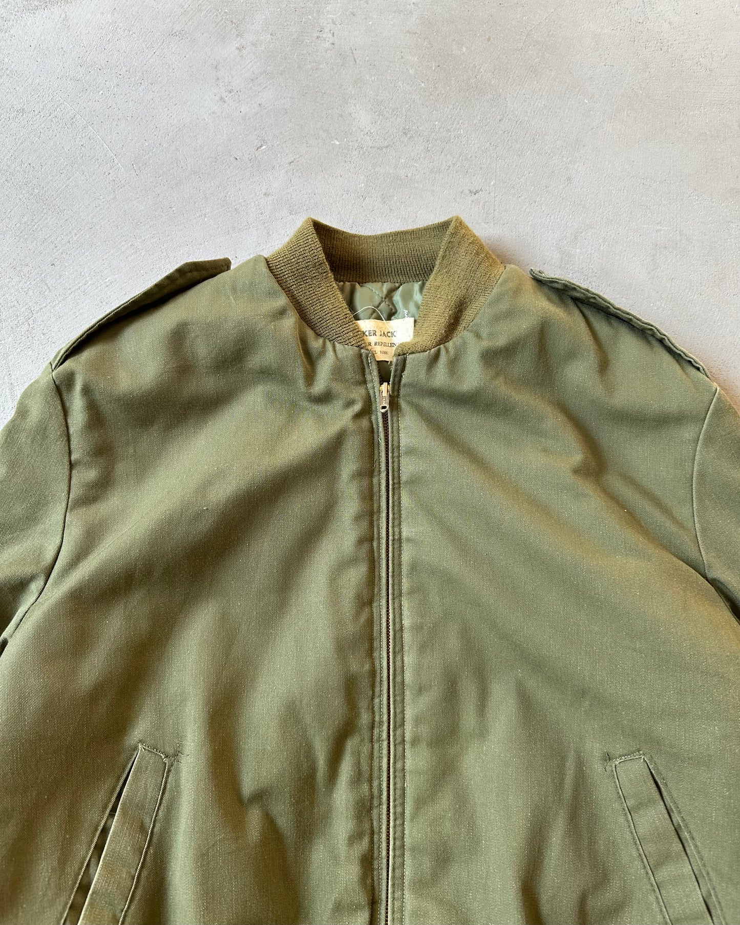 1960s - Green Military Tanker Bomber Jacket - L