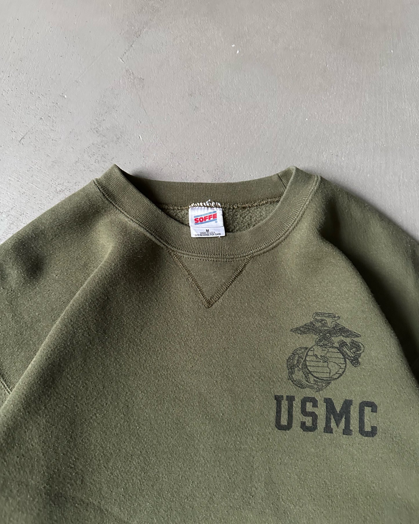 1990s - Green USMC Crewneck - M