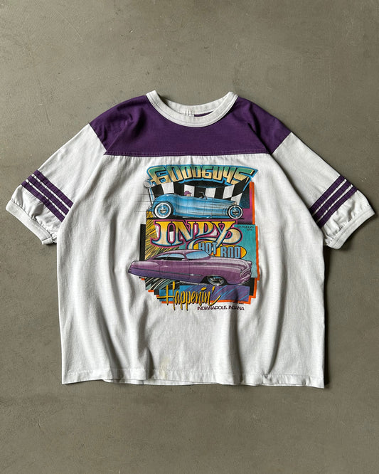 Années 90 - T-shirt Hot Rod Blanc/Violet - XL