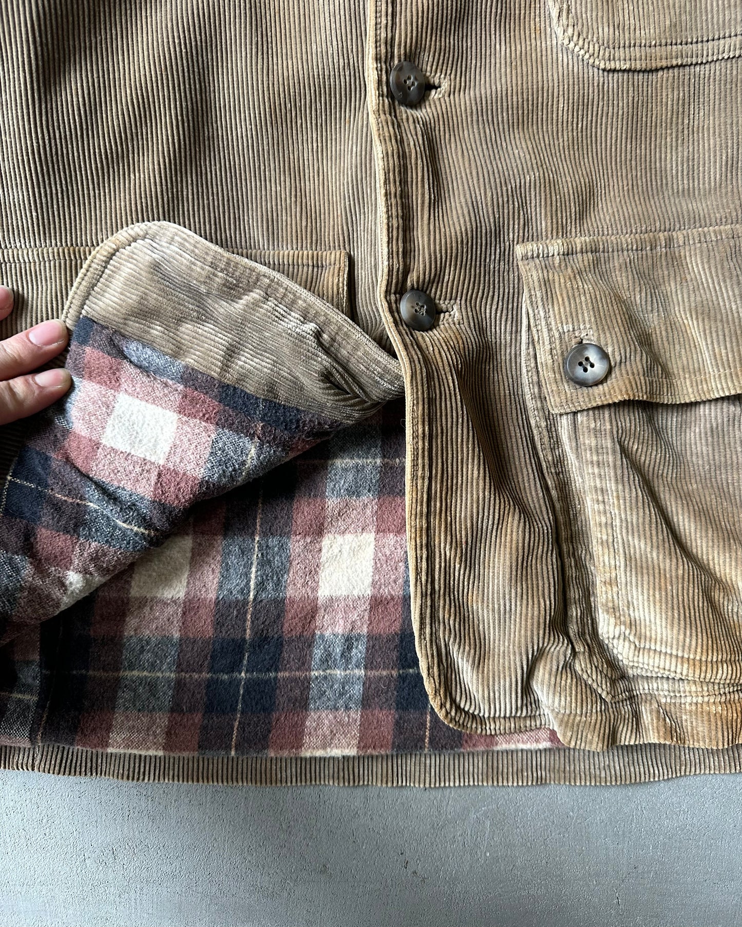 1970s - Distressed Corduroy Chore Jacket - M/L