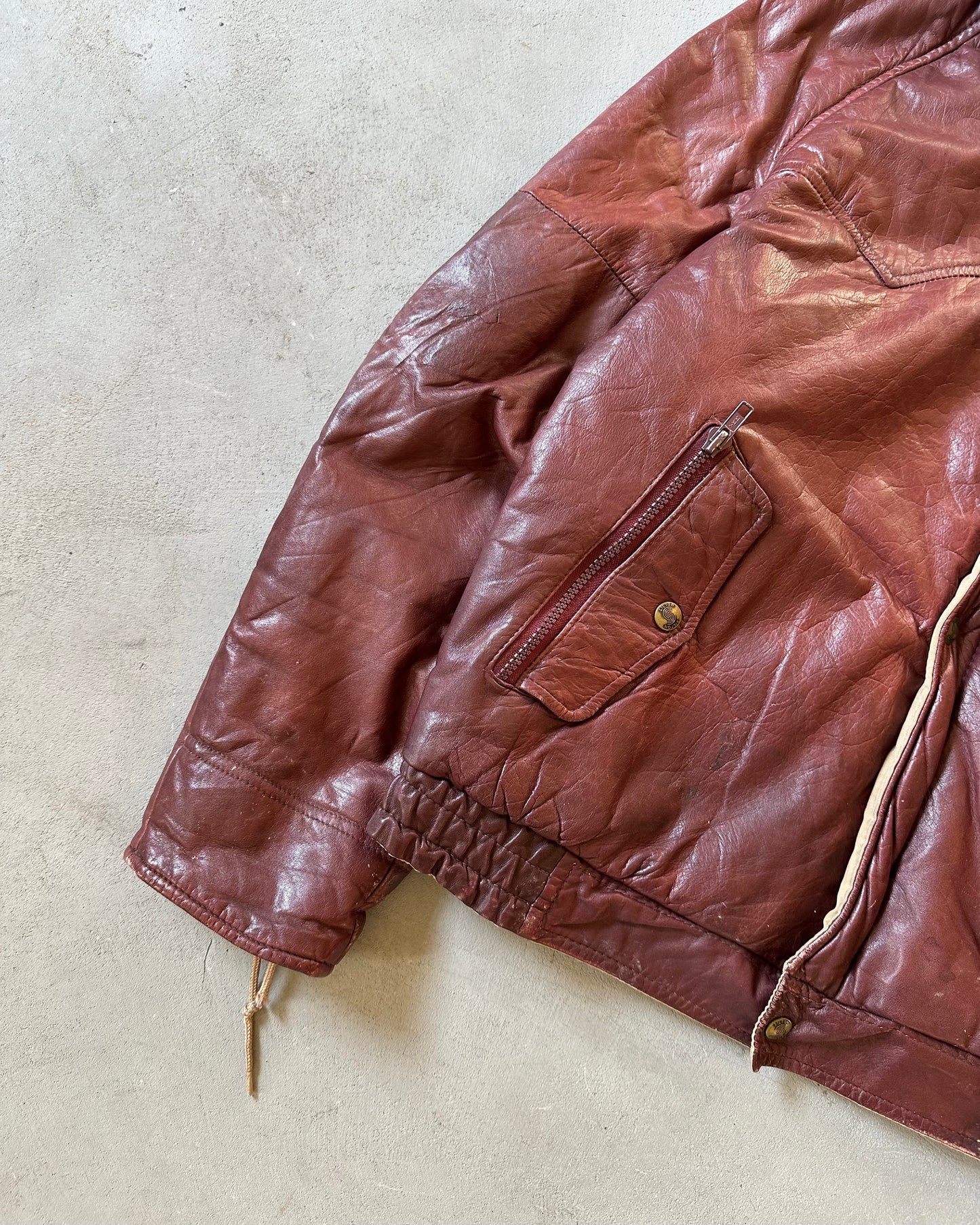 1980s - Burgundy Reversible Leather Jacket - S/M