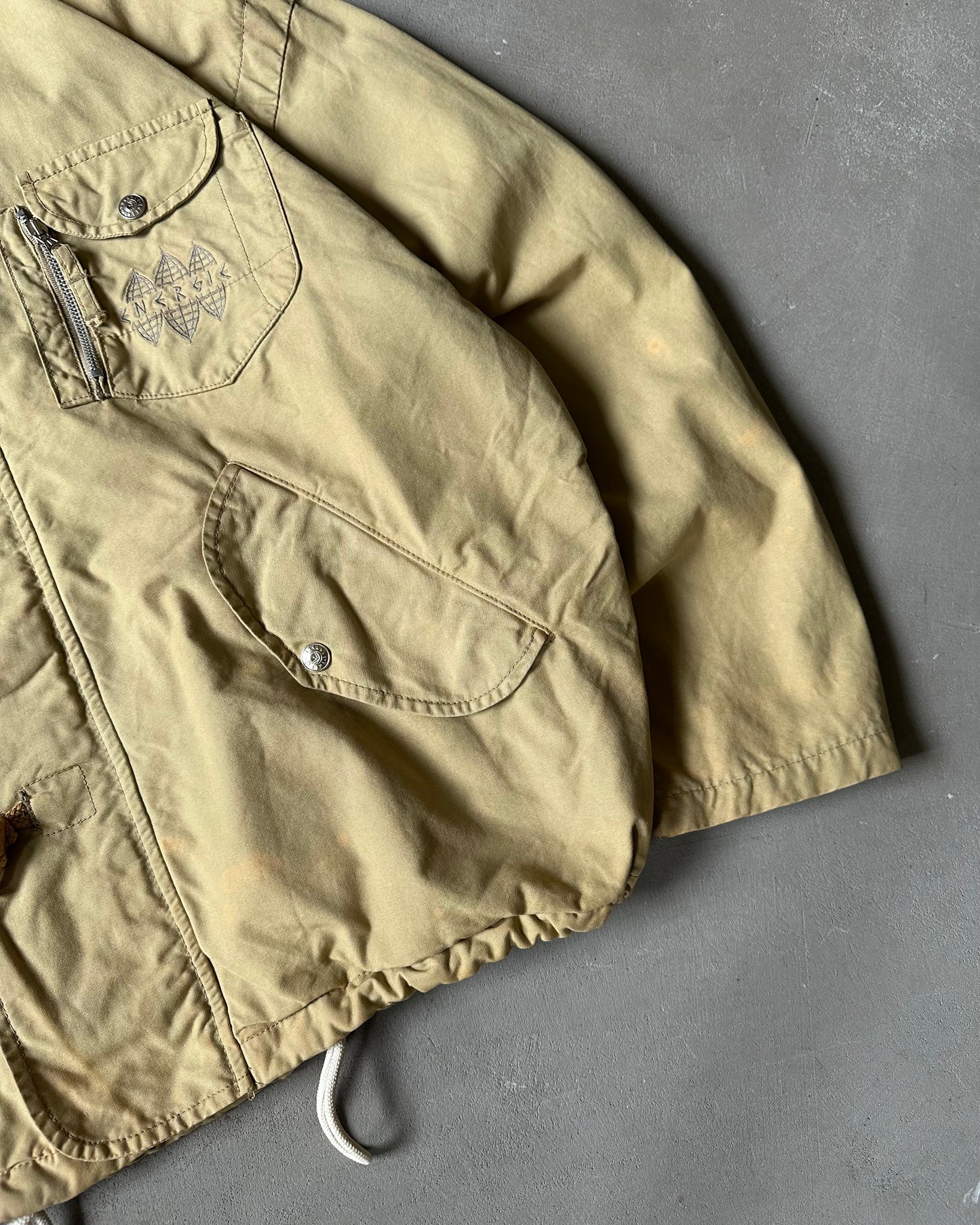 Années 90 - Veste à capuche kaki avec brandebourgs - T.M.