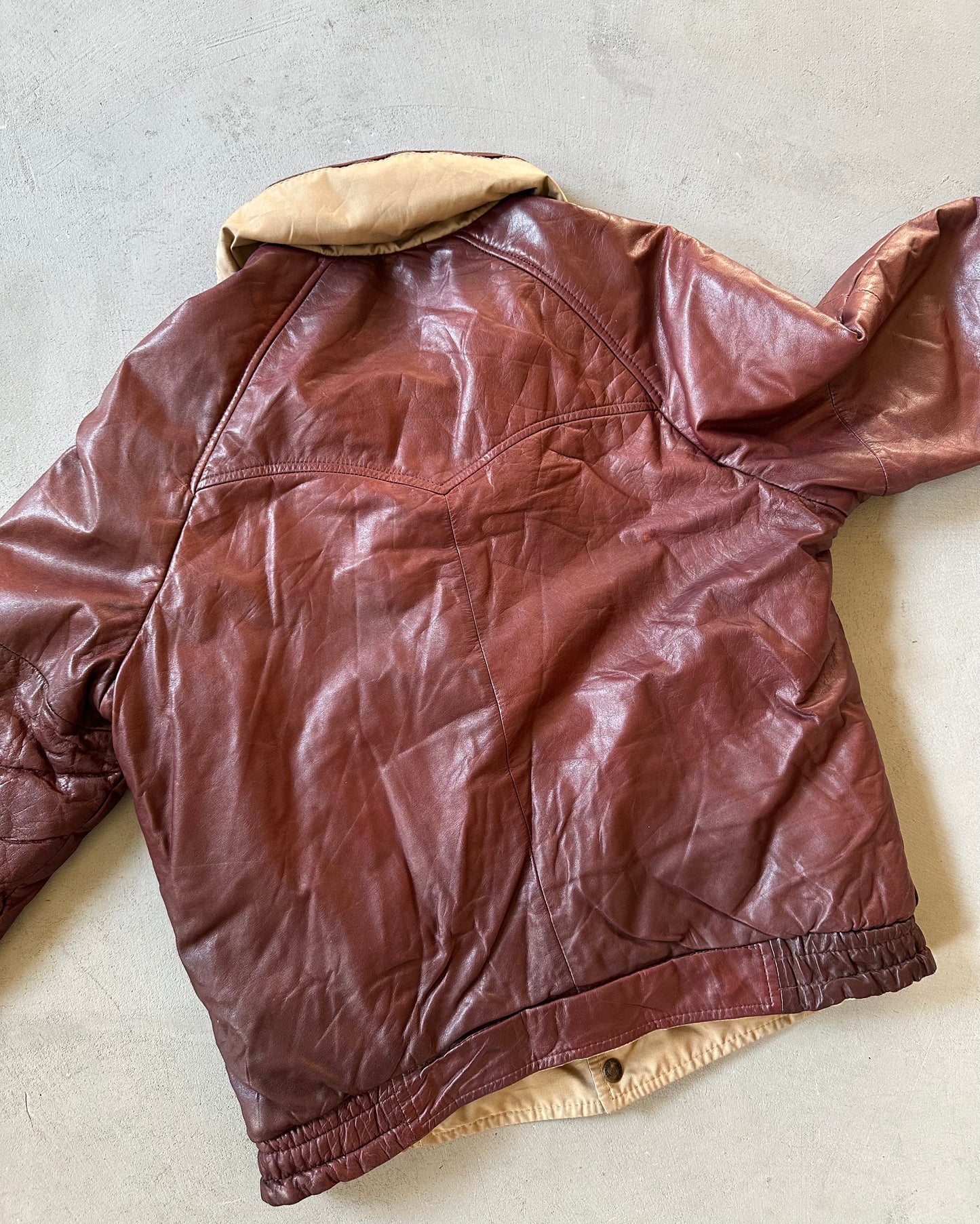 1980s - Burgundy Reversible Leather Jacket - S/M