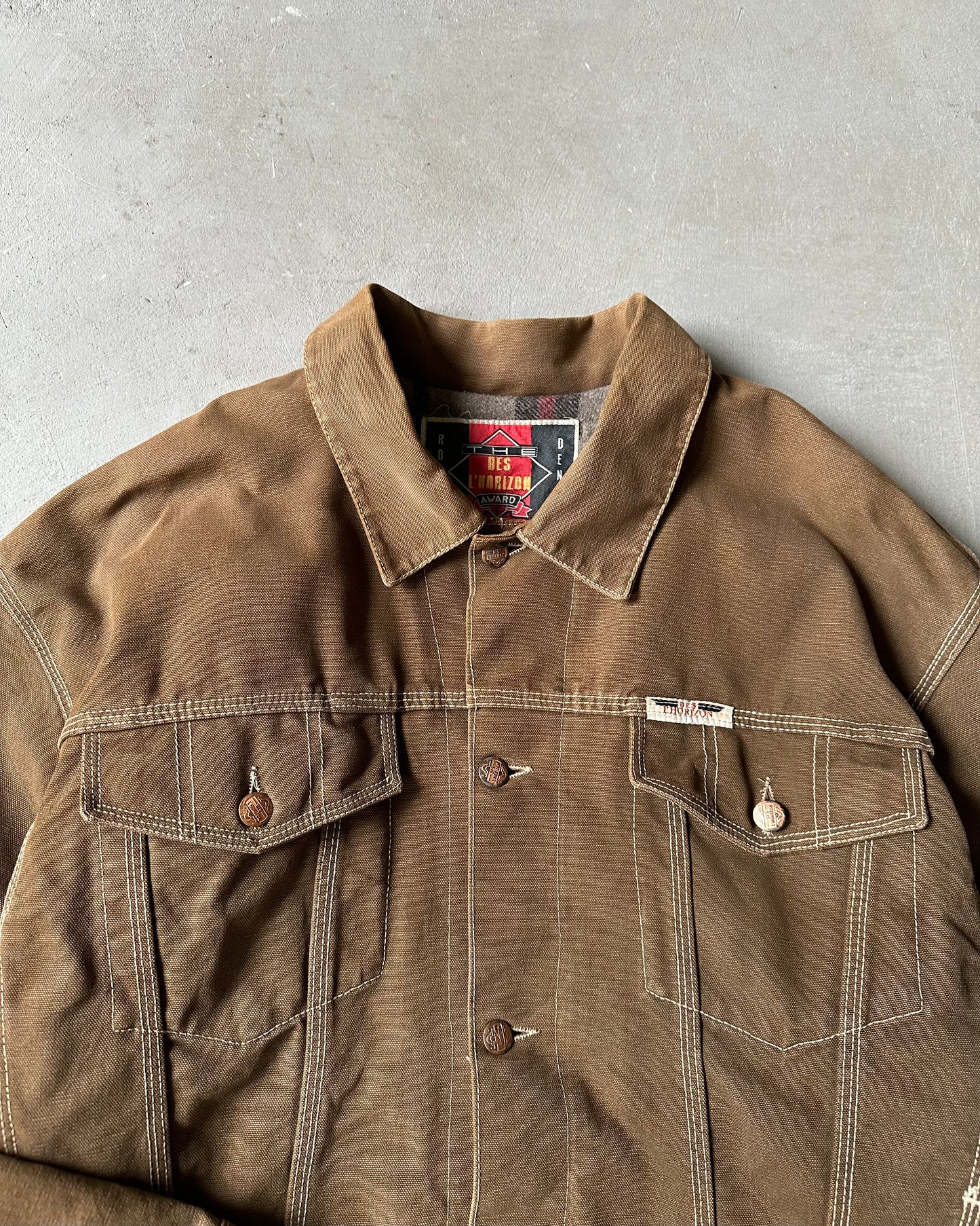 Années 90 - Veste Trucker en toile marron - XL