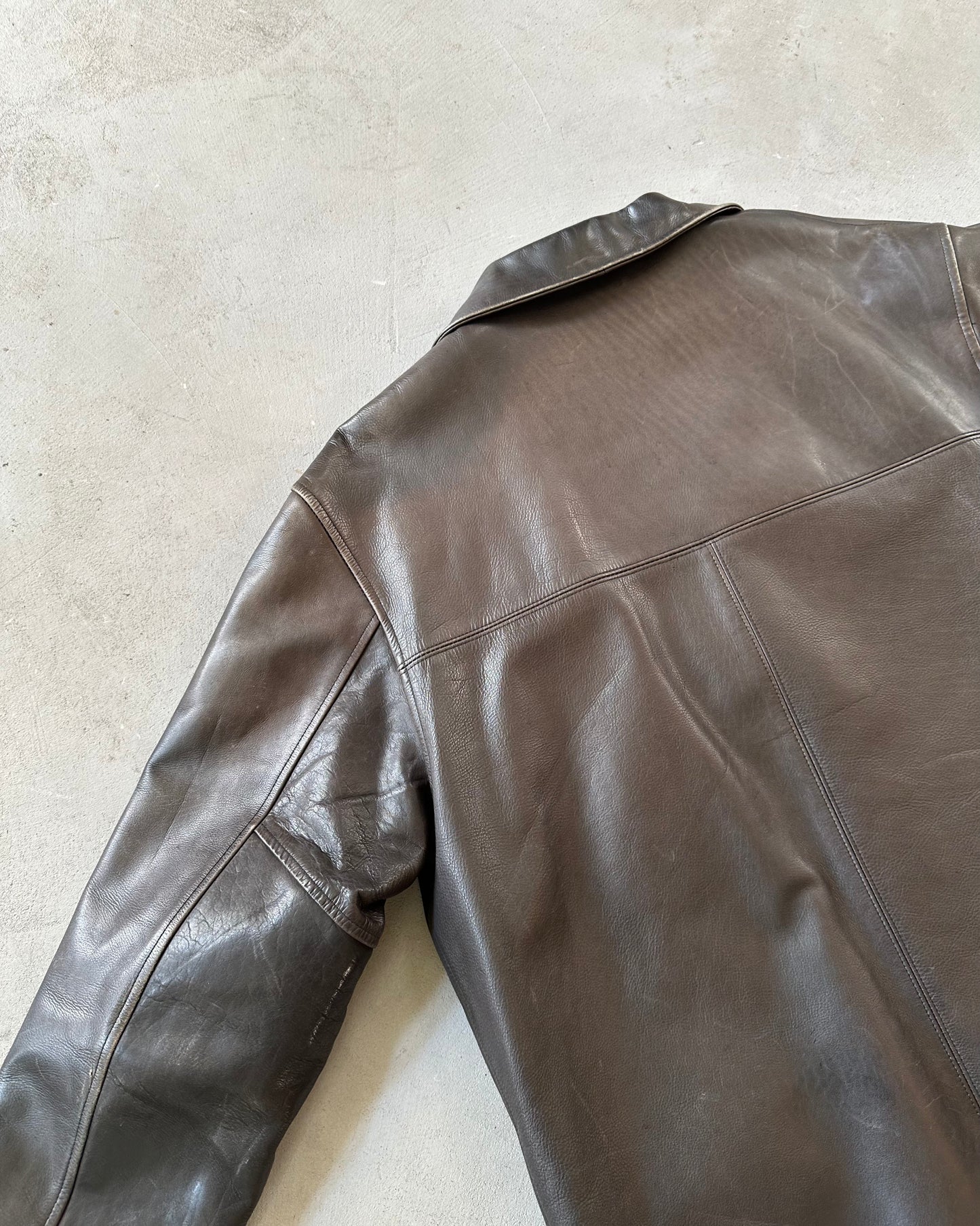 2000s - Dark Brown Polo RL Leather Coat - L