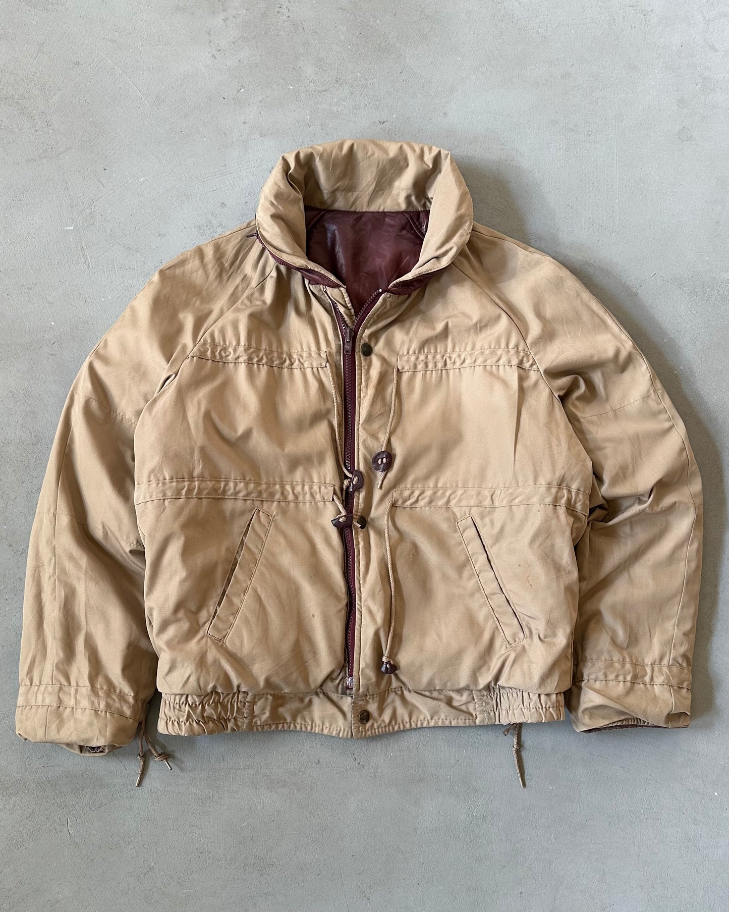 1980s - Burgundy Reversible Leather Jacket - S/M