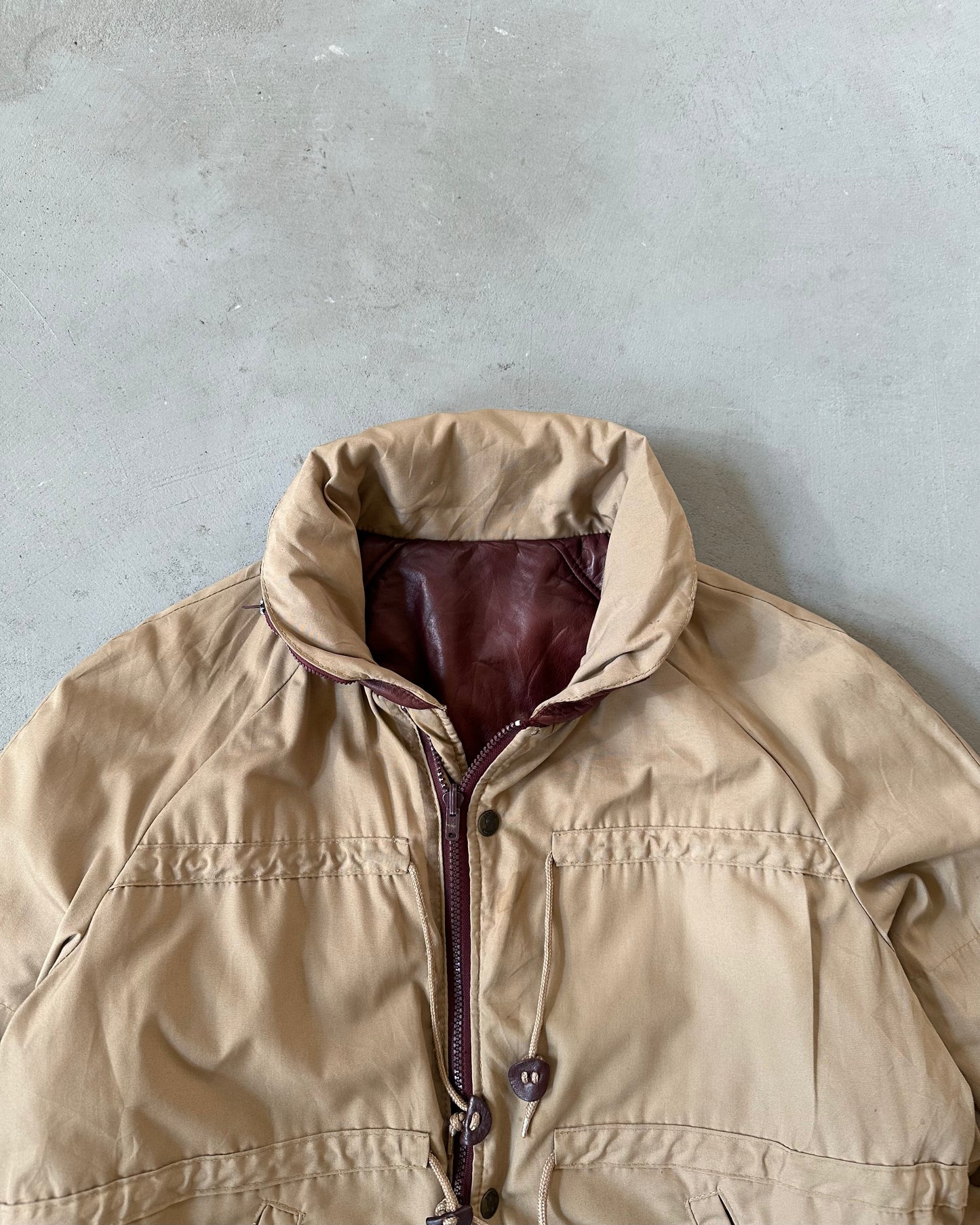 1980s - Burgundy Reversible Leather Jacket - S/M