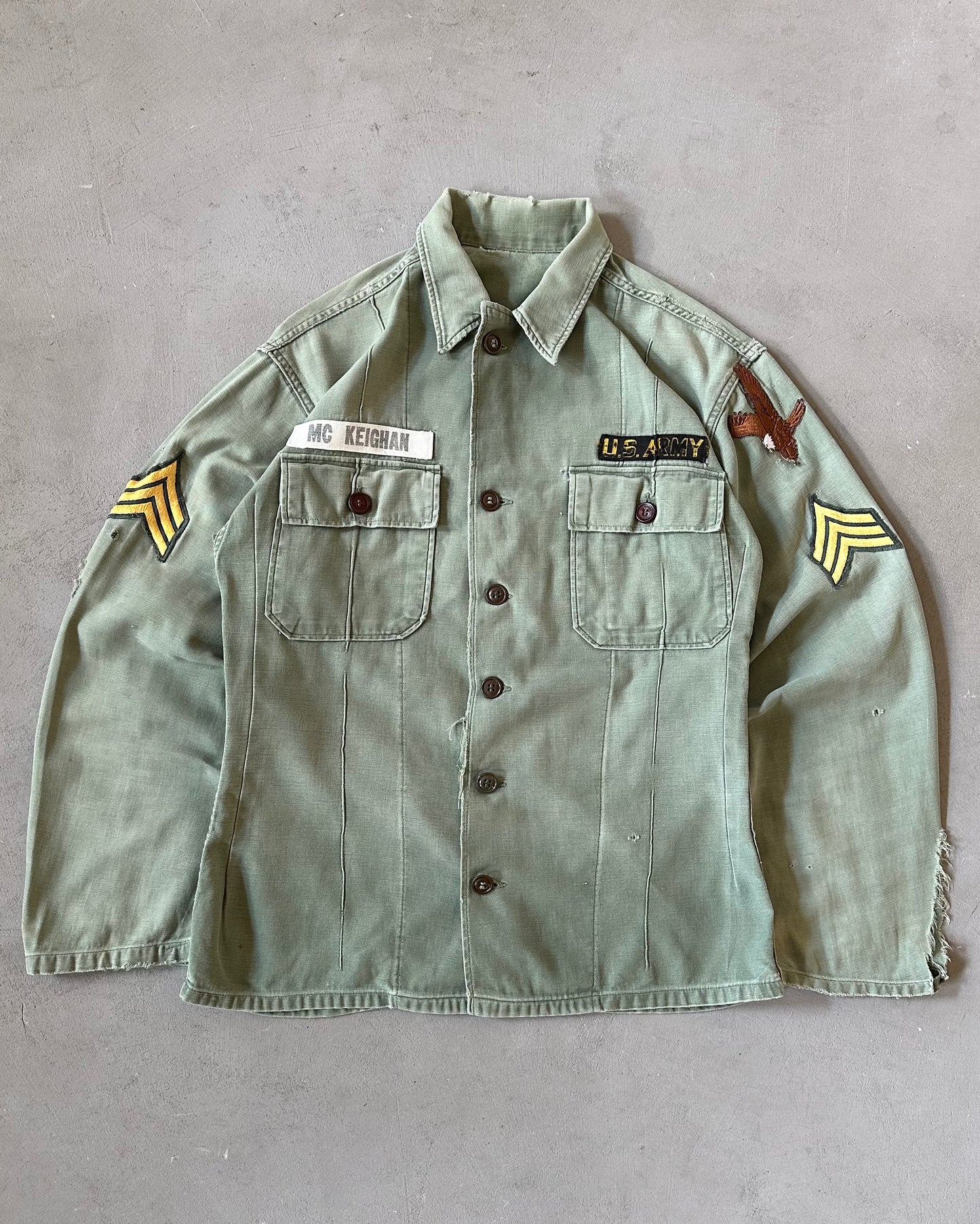 1970s - Distressed Green OG-107 Military Shirt - M