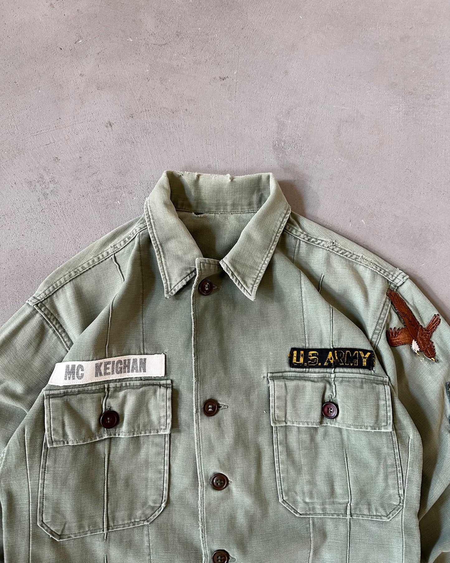 1970s - Distressed Green OG-107 Military Shirt - M