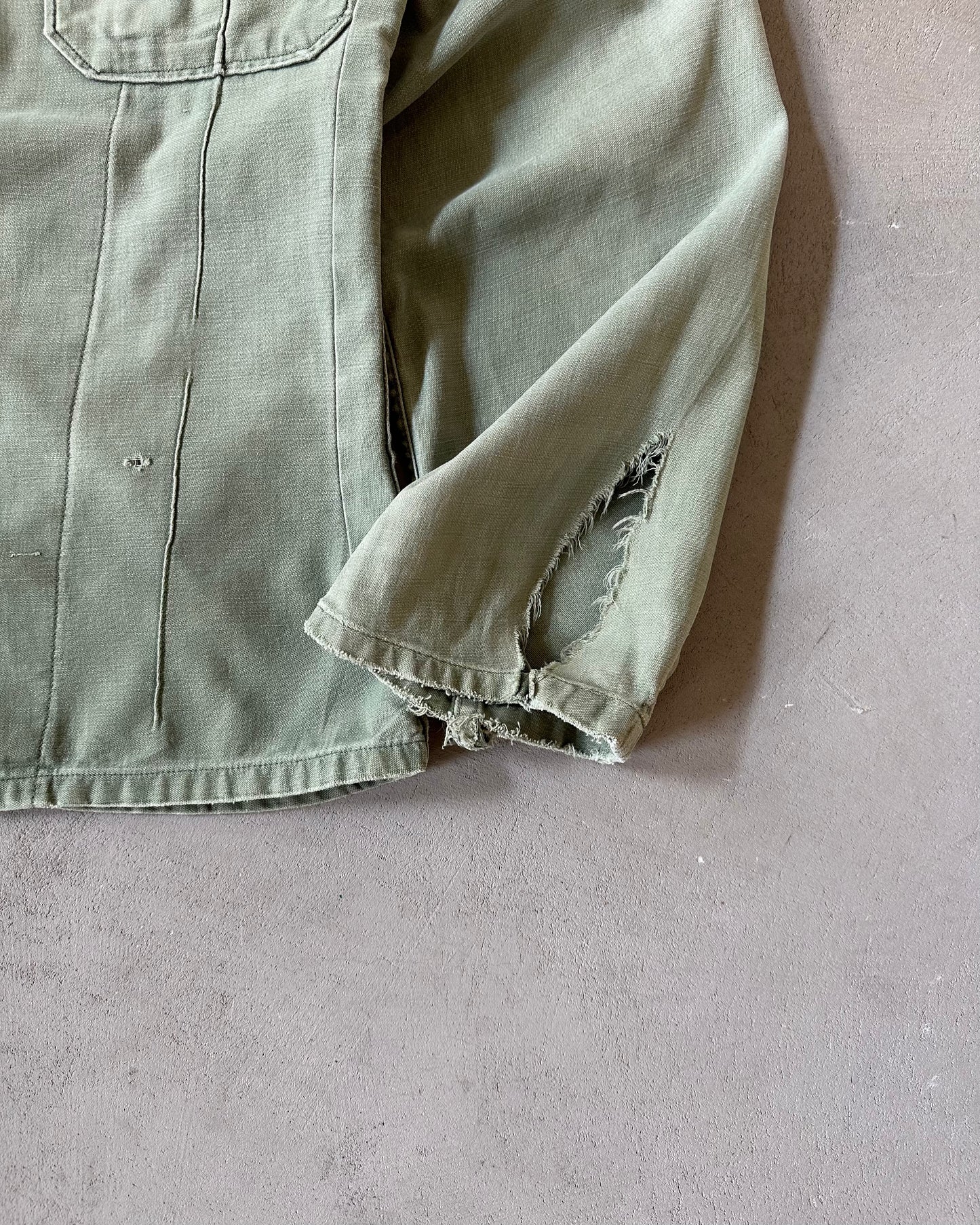 1970s - Distressed Green OG-107 Military Shirt - M