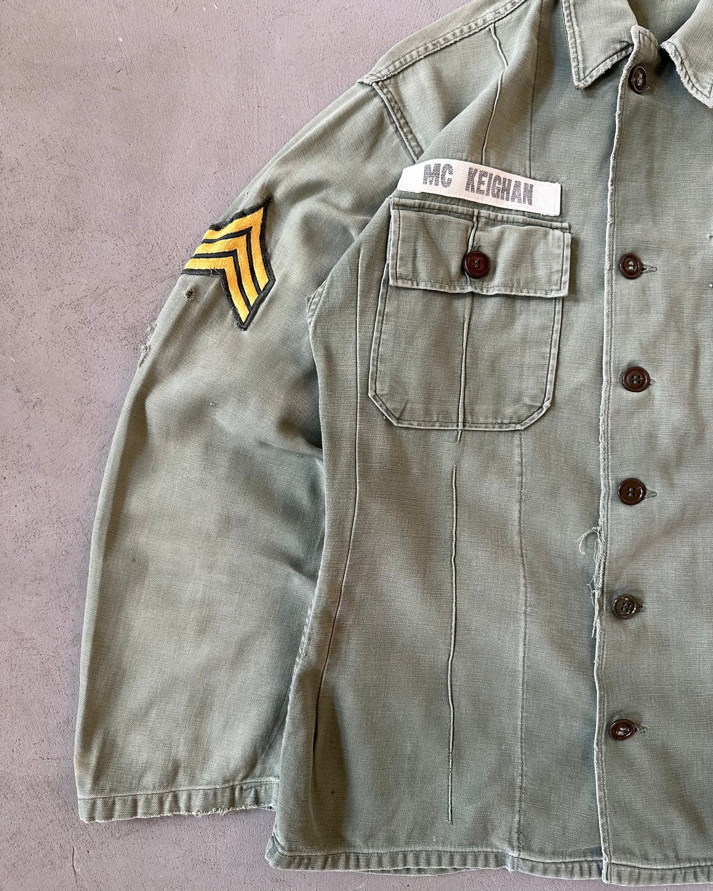 1970s - Distressed Green OG-107 Military Shirt - M