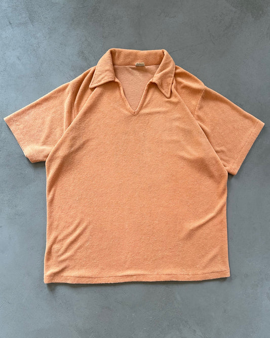 1970s - Peach Terry Cloth Polo - XL