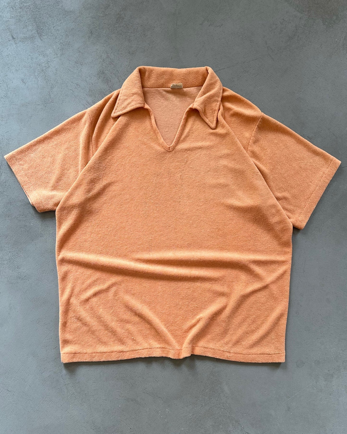 1970s - Peach Terry Cloth Polo - XL