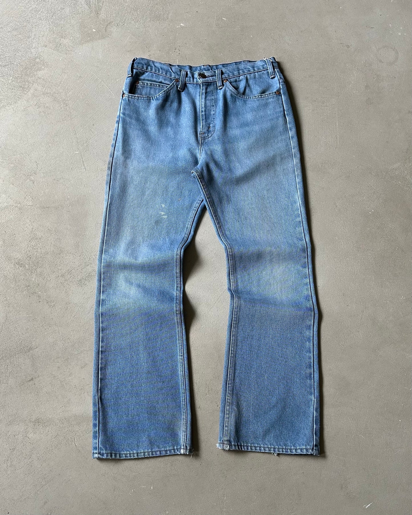 Années 80 - Jean bootcut uni délavé à poches plates - 32x30