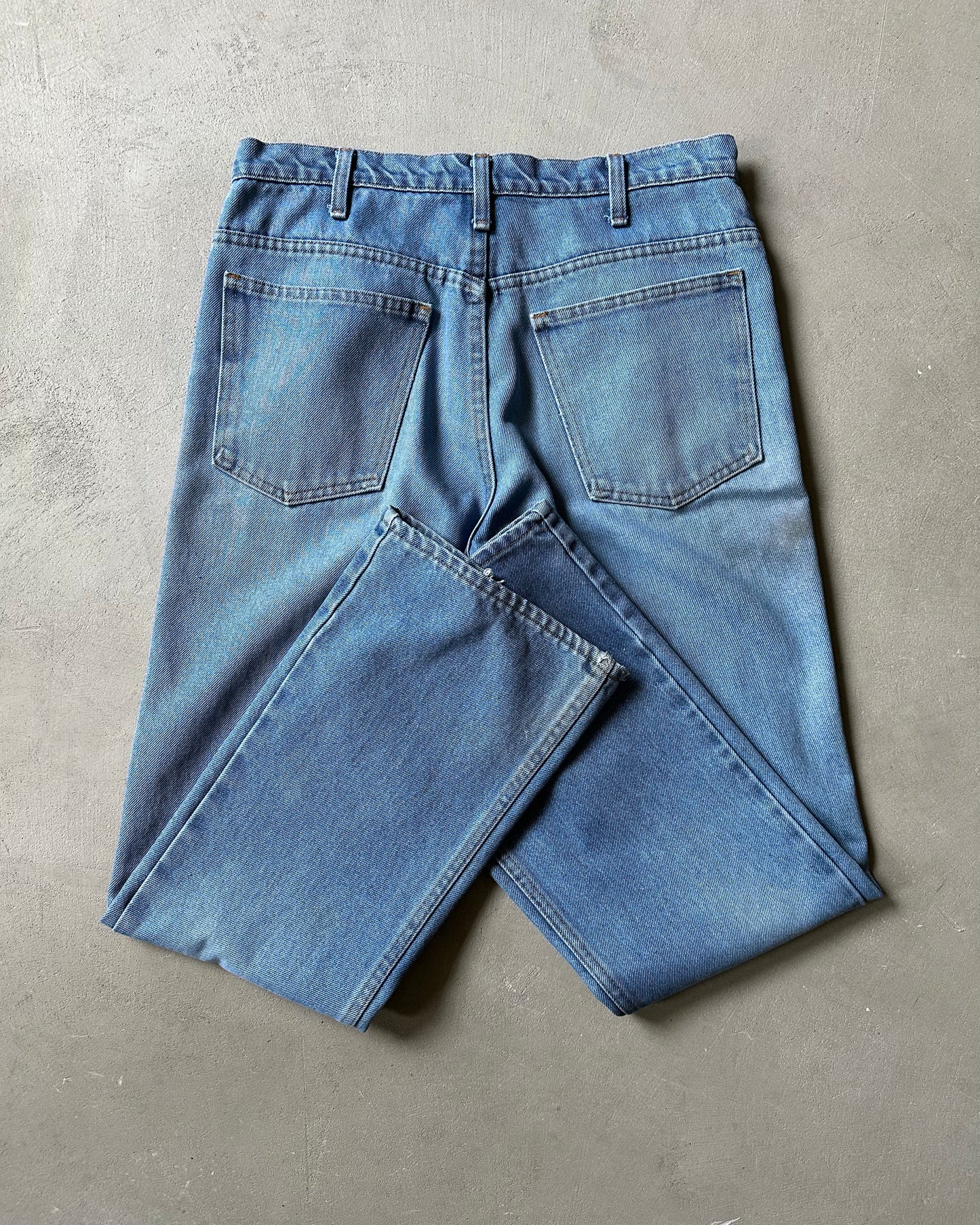 Années 80 - Jean bootcut uni délavé à poches plates - 32x30