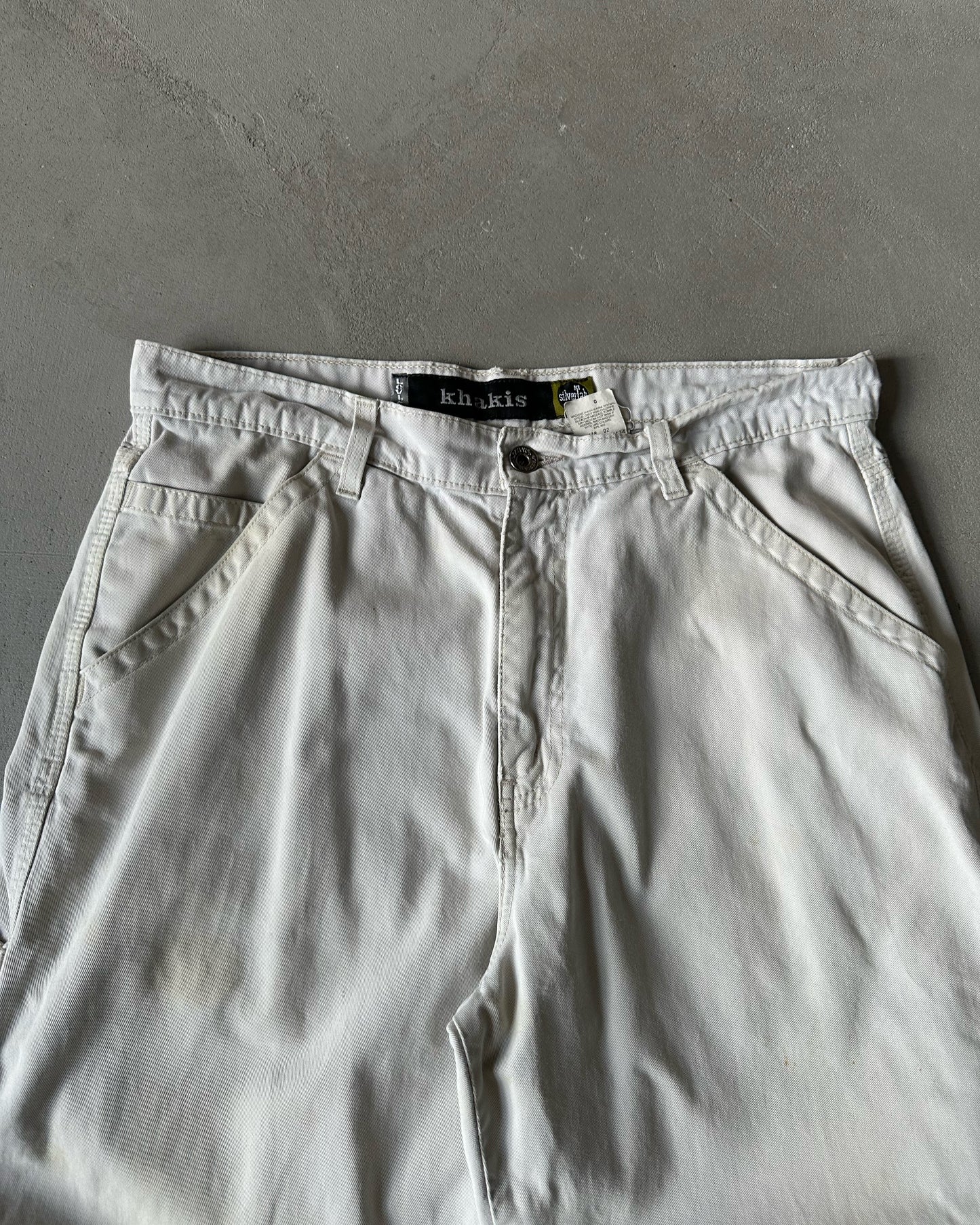 1990s - Distressed Cream SilverTab Levi's Khakis - 32x29