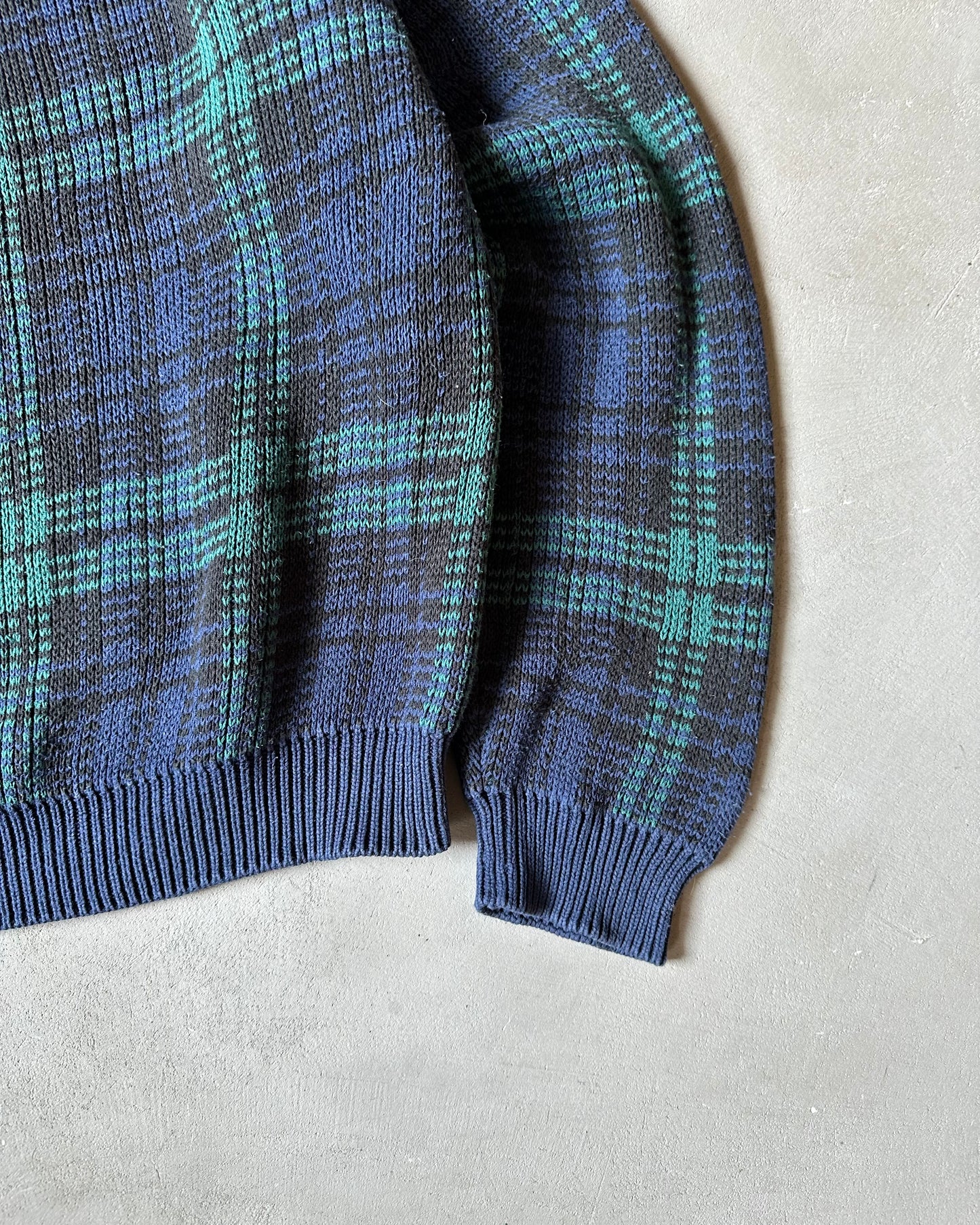 1990s - Navy/Green GAP Plaid Sweater - XL