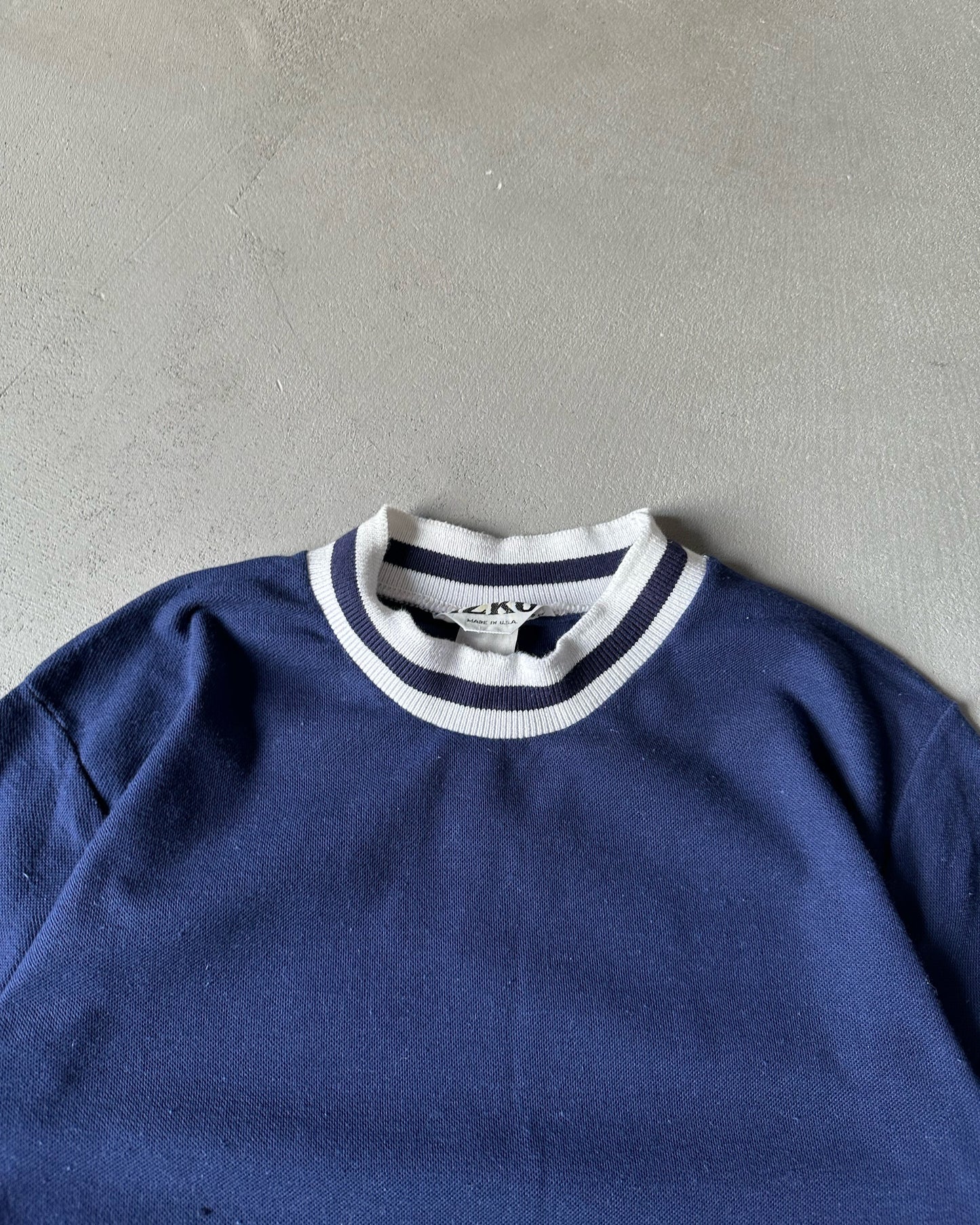 1980s - Navy/White Ringer T-Shirt - XS