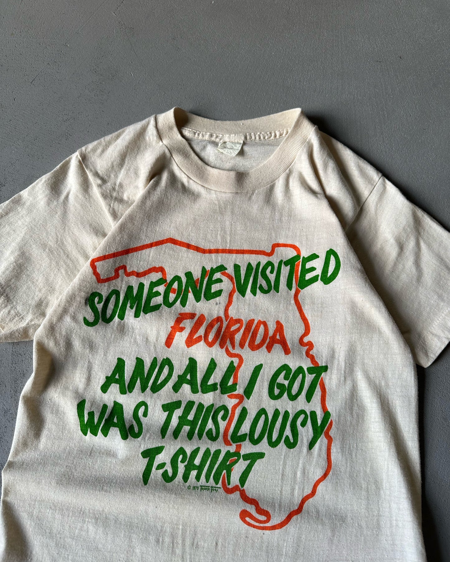 1970s - Beige "Florida" T-Shirt - XS