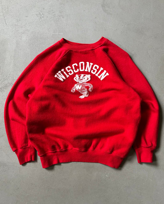 Années 1970 - Sweat-shirt ras-du-cou rouge Wisconsin Champion - S